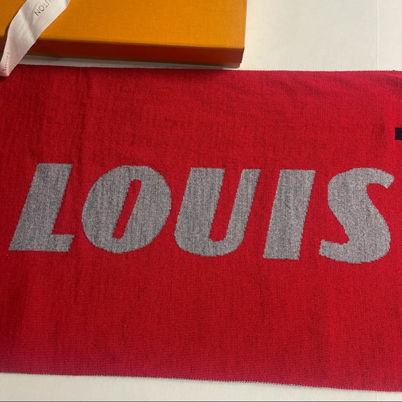 Louis Vuitton LV Scarf W/Receipt🧣🧾Red X Navy Blue X Grey (OPEN BOX NEVER WORN) - Picture 13 of 16